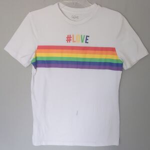 #love LGBTQIA+ rainbow soft white tshirt